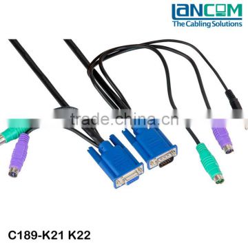 High Speed KVM Cable M/M HDB15+PS2/HDB15+PS2+ST
