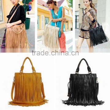 Fashion Women Leather Tassel Fringe Suede Shoulder Messenger Bag Handbag Tote