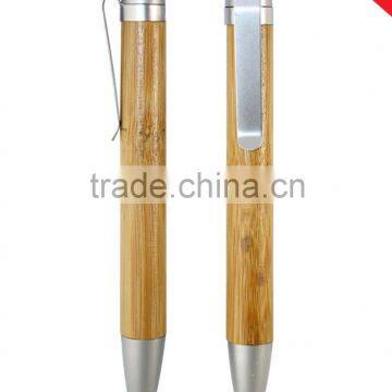 metal clip Bamboo Ball Pen for shool and office use