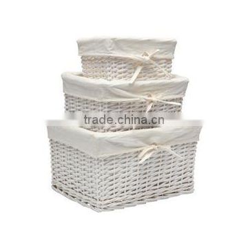 wicker lined baskets set of 3 white wholesale