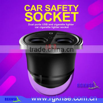 Newest! high quality mini car charger dual usb port and Car safety socket for cell phone