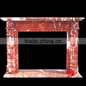 Blood red marble electric fireplace mantel