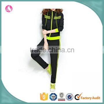 Black and fluorescence green superior cool womens slim casual suit