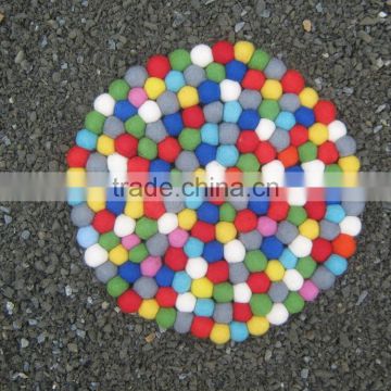 Multi Color wool ball mat/rug(17 cm)