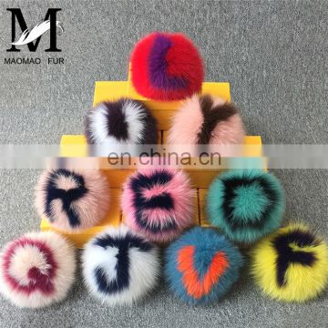 Fashion High Quality Wholesale Custom 15cm Big Real Fox Fur Pom Pom Keychains /Genuine Pompom Ball Fur Keychain