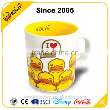 Novelty fanny gifts B.Duck brand yellow white ceramic coffee mug
