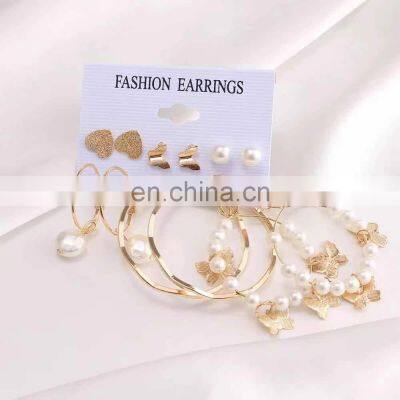 Earrings Combo Sets Outfit Hoop And Pendant Fashion Ear Clips Trendy Brass Gold Plated Earing Set Women