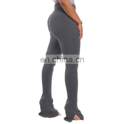 Wholesale custom women's trousers new fashion Western style Casual Super stretch One piece pants Velvet strip Chlorine fiber