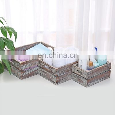 New design customized color unfinished rustic wooden crates 3-pack unfinished apple fruit wine solid pine wooden crate