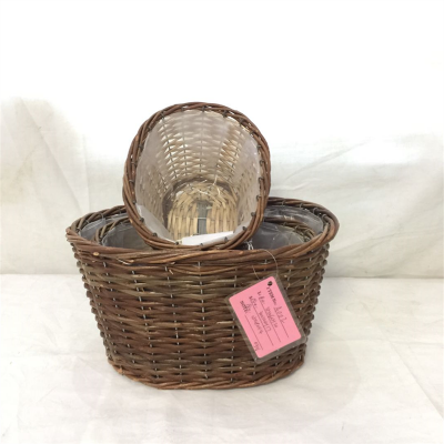 Hot Sale Round Shape Willow Basket With Clear Foil Inside