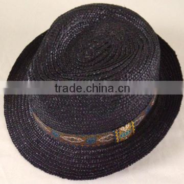 Fashion Summer Black Fedora Paper Straw Hat With Cheap Price