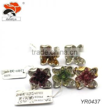 Fashion Jewelry Crystal Rhinestone Flower Petals Solid Band Ring china factory wholesale