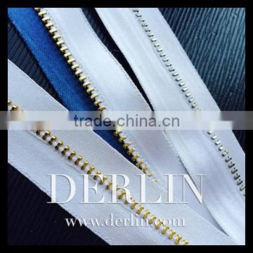 Decorative Satin Stylish Shiny Silky Tape Designer Metal Zipper