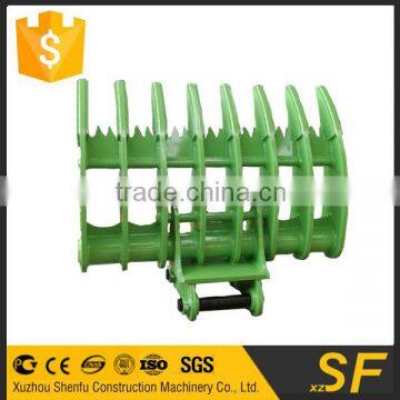 excavator attachment root rake