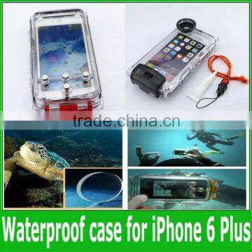 2015 New Arrival Waterproof 40M Underwater Anti-reflection Window Glass Housing Case Cover for 6 Plus 5.5inch