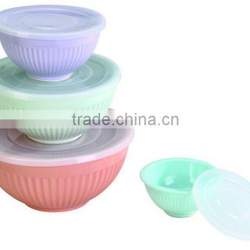 5pc melamine solid color bowl with lid