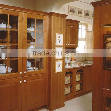 solid wood kitchen cabinet with glass doors