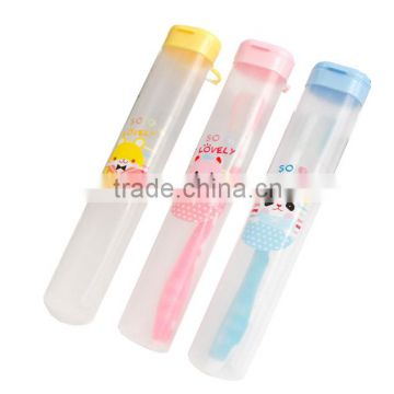 Lovely wall mount traveling plastic toothbrush holder with cover