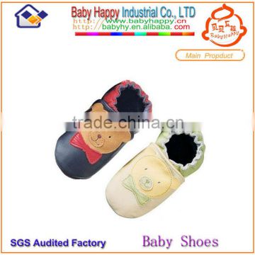 glory new design bear pattern soft sole 100% leather baby leather shoes