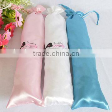 Wholesale custom printed hair extension packaging drawstring satin bag