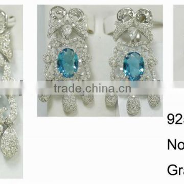 HB078 dropship CZ main stone silver pendant set,purity&quality ensure rhodium plated 925 silver jewelry sets