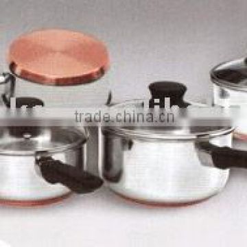 6pcs stainless steel copper base cookware set