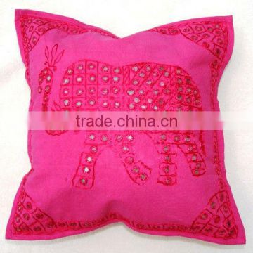 Pink Mirror work Handmade cushion covers