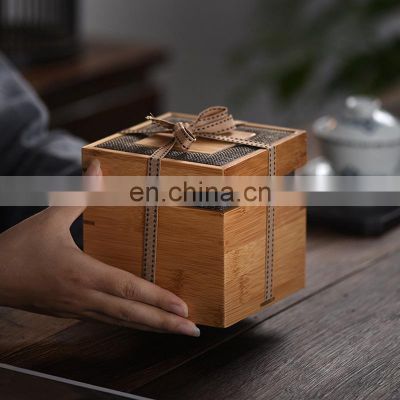 customized logo small wooden box natural wood bamboo storage gift box