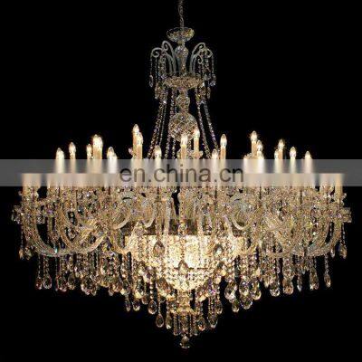 Custom european antique luxury big led candle hanging crystal chandelier ceiling pendant lights for wedding hotel villa