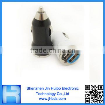 Bullet Style Mini 2 USB Port Car Charger with 5v 2.0A Output By Jin Huibo