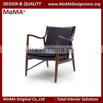MA-MD134 Classic Wood Frame Leather Lounge Chair