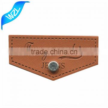 Wholesale custom jeans leather patch with metal