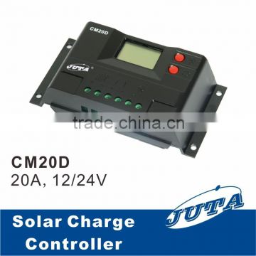 20A 12V/24V Solar Charge Controller with LCD display & USB port, suitable for 3 kinds of battery
