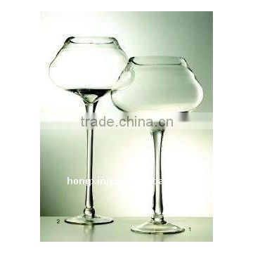 Large Glass Hurricane Candle Holder with Stem