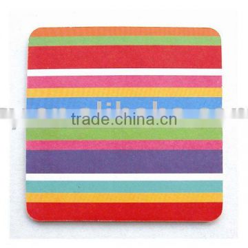2015 new hot product rainbow cardboard paper coaster with recycled pap