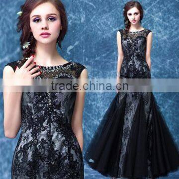 one piece black lace bridal sleeveless party dress china