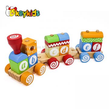 wholesale children educational wooden block train toys with ABC W04A393