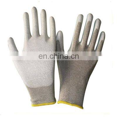 Factory Price PU Palm Coated Copper ESD Gloves