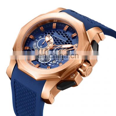 Top Seller Big Size Montre Homme Japan Movt Quartz Watch Custom Logo Silicone Stainless Steel Case Original Watch Men Watch 2022