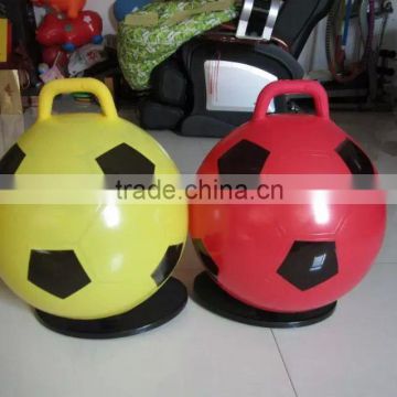wholesale PVC jump ball with handle for kids(football design)