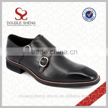 Men fashion leather Low Top price Double Monk-strap rubber shoe