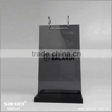 Durable T-shape Flip Acrylic Menu Holder With Silk Screen Printing Logo