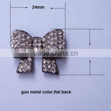 (M0292) 24mmx25mm metal rhinestone embellishment without loop,flat back, gun metal plating