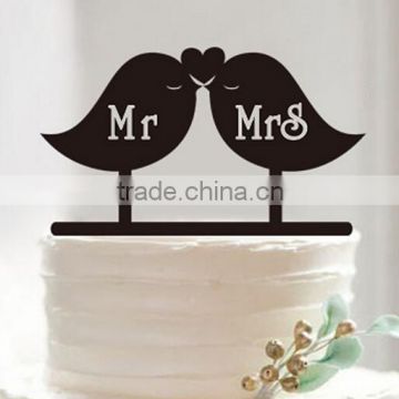 Personalized Love Birds Silhouette Romantic Rustic Unique Wedding Cake Topper