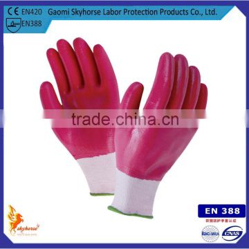 Grey nylon liner and spandex nitrile coated construction glove manufacturer cheap nitrile gloves