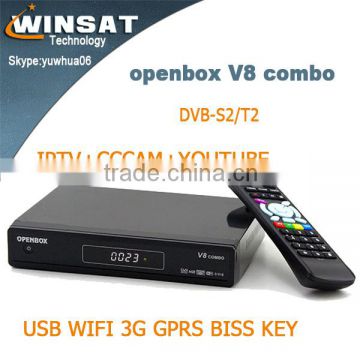 V8 combo full hd1080p satellite receiver DVB-S2/T2 IPTV set top box porn video decoder with cccam cline account biss key