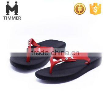 Black-Red Classic Look Slippers Beach Shoes For Women