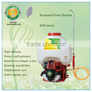 Hot sale 30L Agriculture backpack power sprayer with 139F 4 stroke engine, fruit tree sprayer KXF-900A