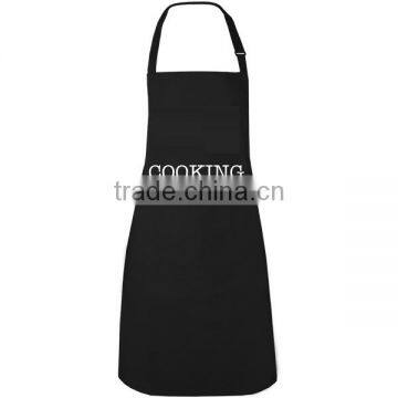 printed black bib apron with adjustable neck