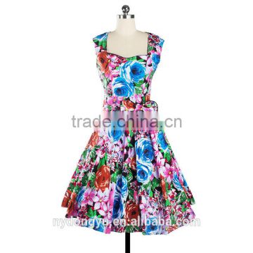 lastest flower woemen holiday princess dress/ women l printed fashionable dress/shnyn flower dress